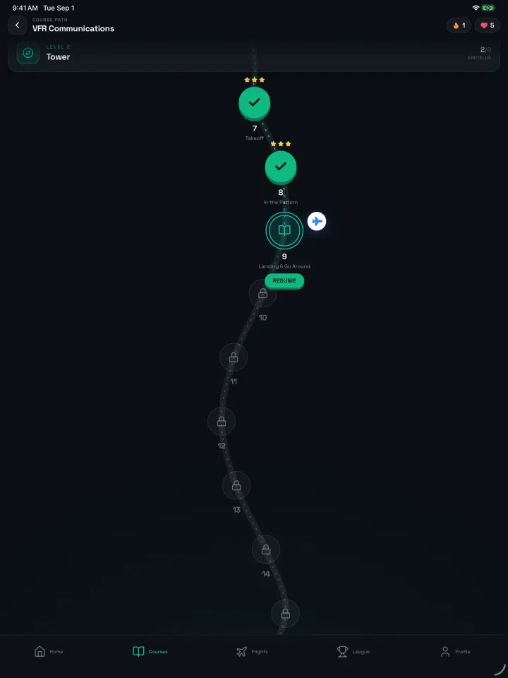 ReadBack app: course path with lessons and stars